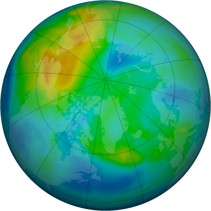 Arctic ozone map for 08 November 2008